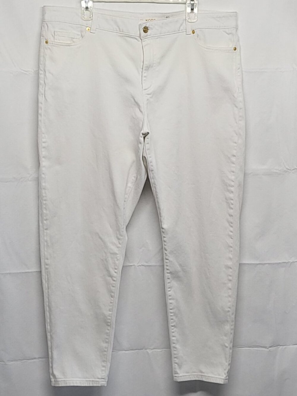 Michael Kors Womens Jeans White 20W Plus Stretch High Rise Tapered Denim Pants